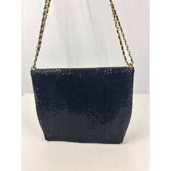 Vintage Dark Blue Metal Mesh Crossbody Bag 1980s - Picture 15 of 16